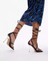 Фото #2 товара Topshop Stella strippy ankle tie heeled sandal in black