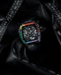 ფოტო #6 პროდუქტის Men's Automatic The $keleton Rainbow Crystal and Black Silicone Strap Watch 44mm