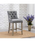 Фото #7 товара 24" Linen Fabric Tufted Buttons Upholstered Wingback Counter Stool