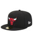 ფოტო #3 პროდუქტის Men's Black Chicago Bulls Court Sport Leather Applique 59fifty Fitted Hat