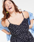 Фото #3 товара Trendy Plus Size Polka-Dot Ruched Corset Midi Dress, Created for Macy's
