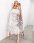 Фото #2 товара ASOS EDITION paillette sequin midi skirt with faux feather hem in white