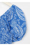 Desenli Mavi Kız Çocuk Diz Altı Elbise 3skg80024aw