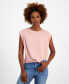 ფოტო #1 პროდუქტის Women's Solid Knot-Front Short-Sleeve Tee