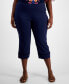 Фото #5 товара Plus Size Lace-Inset Pull-On Capris, Created for Macy's