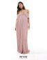 Фото #1 товара TFNC Bridesmaids Petite cold shoulder chiffon pleated maxi dress in soft pink