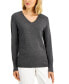 Фото #1 товара Petite Rivet-Detail V-Neck Sweater, Created for Macy's