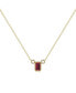 ფოტო #1 პროდუქტის Emerald Cut Ruby Gemstone, Natural Diamond 14K Yellow Gold Birthstone Necklace