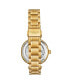 Women's Automatic Alloy Gold Case, Skeleton Dial, Gold SS Link Bracelet Watch Crystal Studded Gold Bezel