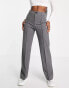 Фото #1 товара Pull&Bear high waisted seam front tailored straight leg trouser in grey