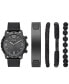 ფოტო #1 პროდუქტის Men's Quartz Three Hand Black Polyurethane Watch 47mm, Gift Set