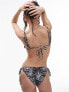 Topshop triangle bikini top with plait detail in mono animal print