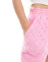 ASOS DESIGN tailored flippy short in textured check in pink