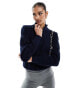 Фото #2 товара Fashionkilla bubble knitted zip through jumper in navy