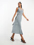 Фото #7 товара ASOS DESIGN sleeveless v-neck dress with d-ring back detail in grey