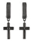 ფოტო #3 პროდუქტის Diamond Accent Cross Drop Hoop Earrings in Black Ruthenium, Created for Macy's