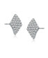 Sterling Silver White Gold Plated Cubic Zirconia Diamond Shape Earrings