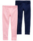 Фото #2 товара Toddler 2-Pack Pink & Navy Leggings 2T