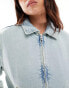 Pull&Bear oversized denim jacket in dirty blue wash Голубой, M - EU 38 - фото #3