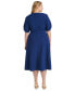 ფოტო #2 პროდუქტის Plus Size Round-Neck Fit & Flare Scuba Crepe Dress