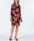 Фото #1 товара Платье женское Charter Club с V-образным вырезом, цветочный узор, черно-розовое, размер L.