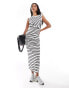 Фото #1 товара ASOS DESIGN sleeveless midaxi dress with twist detail in mono stripe