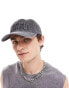 ASOS DESIGN distressed cap with embroidery in grey