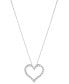 Macy's diamond Open Heart Pendant Necklace (1/2 ct. t.w.) in 14k White Gold, 16" + 2" extender