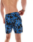 Hollister 9inch floral print swim short in black and blue with side pockets