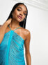 ASOS DESIGN Tall fringe drape halter maxi dress in teal