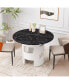 Фото #1 товара Modern Round Dining Table with Marble Top, Black/White