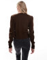 ASOS DESIGN knitted compact fitted cardigan in chocolate Коричневый, L - EU 44-46 - фото #4