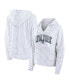 Фото #1 товара Women's White New York Yankees Striped Fundamentals Notch Neck Pullover Hoodie