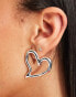 Фото #4 товара Monki heart open hoop earrings in silver