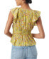 ფოტო #2 პროდუქტის Women's Nyra Cotton Flutter-Sleeve Blouse