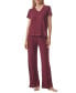 Фото #1 товара Women's 2-Pc. Short-Sleeve Pajamas Set