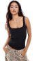 Stradivarius square neck cami top in black