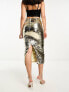 Фото #3 товара Starlet embellished midaxi skirt in gold liquid sequin