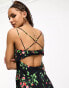 The Frolic rose print midaxi cami dress in black