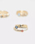 ALDO Daralaenna 3 pack of eye charm rings in gold