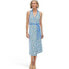 Women's Collared Sleeveless Sea Twig Blue Sweaterknit Midi Wrap Dress - DVF