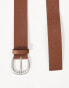 ASOS DESIGN washed leather brown belt with silver buckle Коричневый, 4XL-5XL - W42-48 - фото #2