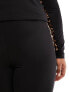 Threadbare Plus Ski base layer top and leggings set in black with contrast leopard print