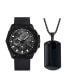 Фото #1 товара Часы и аксессуары American Exchange мужские аналоговые, трехстрелочные наручные кварцевые часы с матовым черным ремешком 48 мм в подарочном наборе