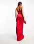 Фото #4 товара Vesper halter neck maxi dress with side split in red