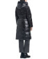 Фото #2 товара Women's Velvet Mix Belted Hooded Puffer Coat