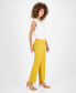 ფოტო #3 პროდუქტის Petite Linen-Blend Mid Rise Straight-Leg Zip-Front Pants