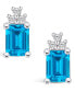 Topaz (4 ct. t.w.) and Diamond (1/5 ct. t.w.) Stud Earrings in 14K White Gold