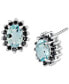 Фото #1 товара Серьги Macy's Aquamarine & Black Diamond Oval Halo Stud