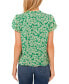 Women's Floral Clip-Dot Tie-Neck Flutter-Sleeve Top